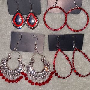 Red Earrings Set